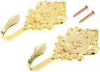 Curtain Tiebacks Small Lightweight Hooks, Vintage Gold Rose Pattern by Hicello