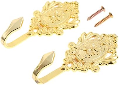 Curtain Tiebacks Small Lightweight Hooks, Vintage Gold Rose Pattern by Hicello