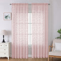 Lecloud Leia Blush Pink Sheer Curtains 96 Inches Long 2 Panels, Airy Leaf by Lecloud