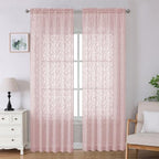 Lecloud Leia Blush Pink Sheer Curtains 96 Inches Long 2 Panels, Airy Leaf by Lecloud
