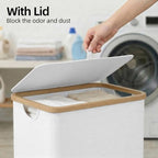 efluky Laundry Hamper with Lid, 100L Tall Laundry Basket with Bamboo Handles - Image 2