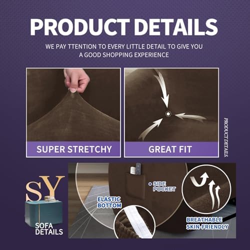 ZNSAYOTX Stretch Velvet Recliner Cover 4-Pieces, Thick Soft Recliner Chair - Image 3