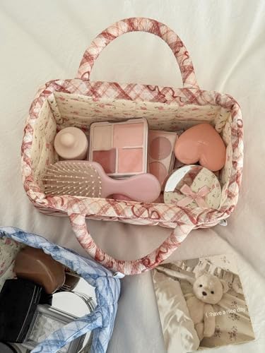 Small Storage Basket Organizer, Mini Fabric Floral Storage Baskets - Image 3