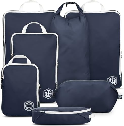 TRIPPED Travel Gear Large Compression Packing Cubes 7-Piece Set by TRIPPEDTravelGear
