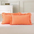 2 Pack Orange Gingham Lumbar Throw Pillow Shams 12''x20'' by KMASANIJI