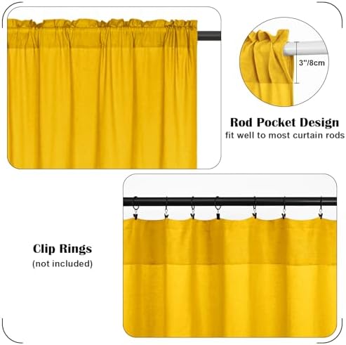FRAMICS Farmhosue Kitchen Curtains 36 Inch Length, Rustic Cotton Linen Tier - Image 7