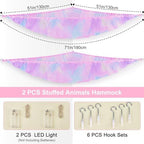 Stuffed Animals Hammock with LED Light Toy Net Room Decor Corner Storage - Image 5