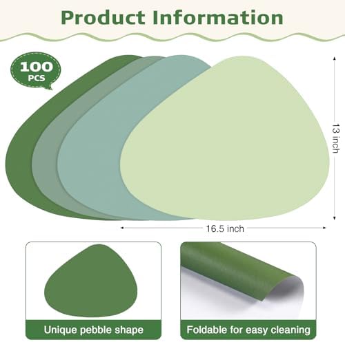 100 Pcs Disposable Paper Placemats Bulk 16.5"x13" Pebble Shape Place Mats - Image 2
