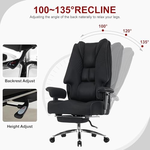 EXCEBET Big and Tall Office Chair 400lbs Wide Seat, Leather High Back Executive - Image 3