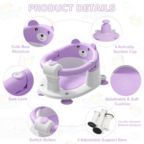 Baby Bath Seat for Babies 6 Months & up, Non-Slip Toddler Bath Seats for Babies - Image 3