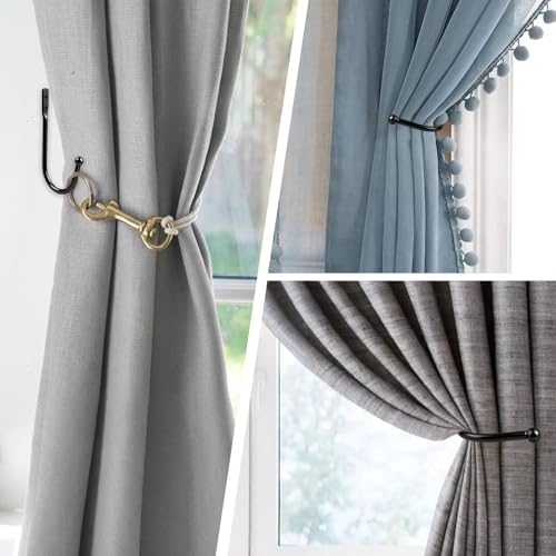 4PCS Curtain Holdbacks, 3.9'' Screw-in Curtain Tiebacks Wall Mounted Hooks - Image 2