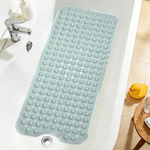 Extra Long Bathtub Mat Non Slip Bath Mat Mint Green 40"x16" Full by NaolotureHome