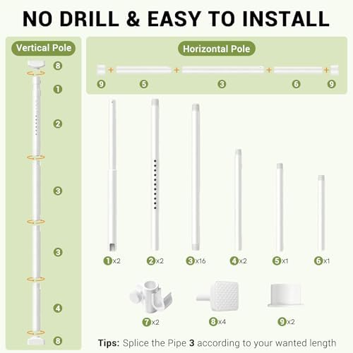 Room Divider No Drilling Curtain Rod Wall Divider - Image 6