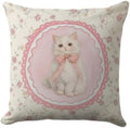 White Cat Pillow Cover 18x18 by Unknown