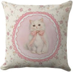 White Cat Pillow Cover 18x18 by Unknown