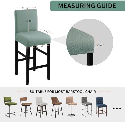 Fuloon Waterproof Barstool Covers Chair Slipcovers, Dark Green, 4 Pack - Image 4