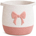 Pink Bow Baby Laundry Basket, Cotton Rope Nursery Hamper by Unknown