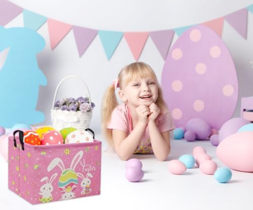 Rectangular Easter Baskets Gift Basket Empty Pink Bunny Kids Storage Bin Baby - Image 4