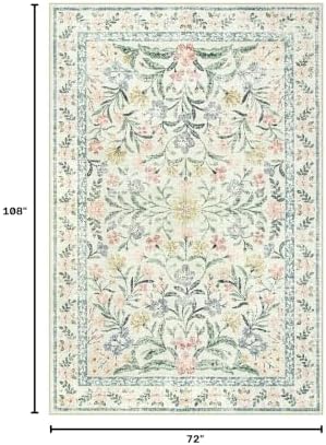 Wonnitar Washable 6x9 Area Rugs, Soft Floral Rug - Image 2