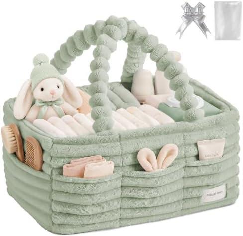 Blissful Diary Flannel Diaper Caddy Organizer & Gift Packaging, Light Green by BlissfulDiary