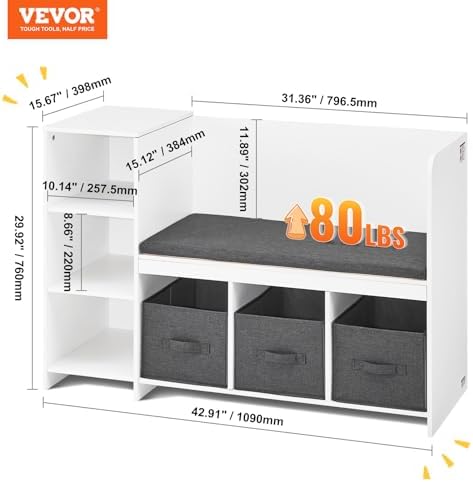 VEVOR Kids Reading Nook Bench, Toddler Bookshelf and Bookcase - Image 3