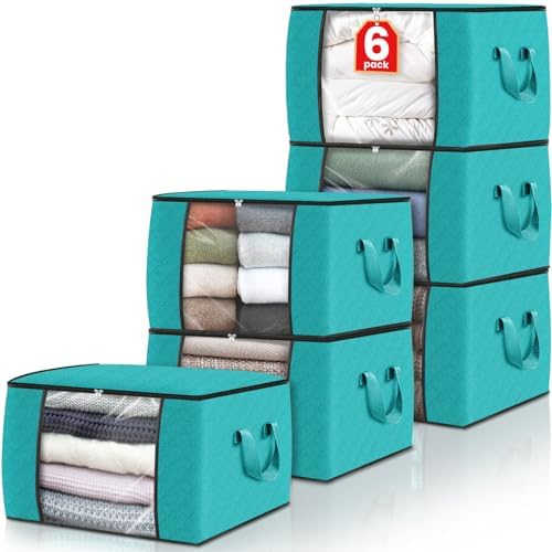 Fab totes 6 Pack Storage Bags for Clothes Blanket Storage Bins by Fabtotes