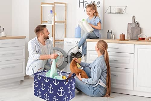 Rectangular Kids Storage Bins, Boys Baskets, Collapsible Anchor Organizer Bin - Image 2