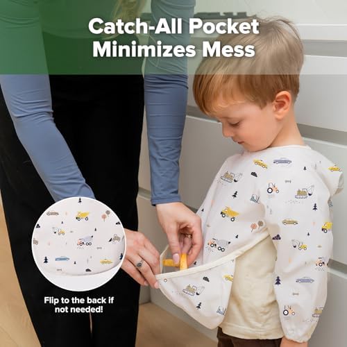 haakaa Mess Proof Long Sleeve Baby Bib, Water Resistant Smock Baby Bibs - Image 6