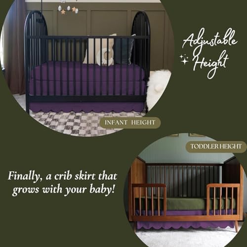 100% Microfiber Scalloped Mini Crib Skirt 24"x 38" - Image 3