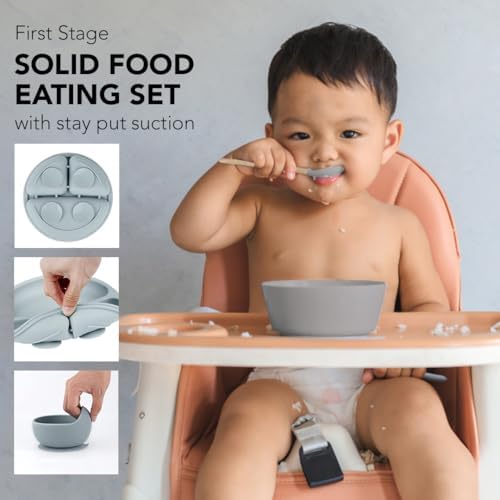 Silicone Baby Feeding Set Moon Gray Infant Tableware Collection - Image 2