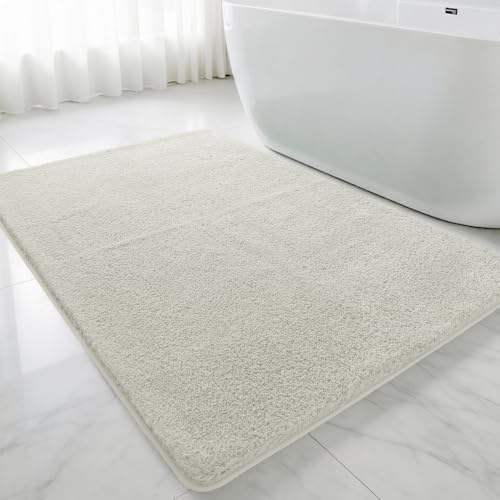 Polyester Bathroom Rug 40"x60" Light Gray, Large Soft Bath Mat by Kildoss