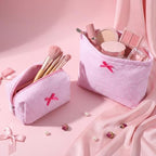 Huhumy 2 Pcs Makeup Bag Set for Women, Bow Stripe - Image 2