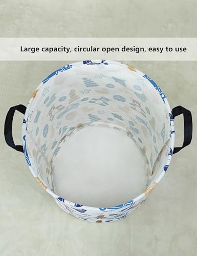 QUEENLALA Large Foldable Round Storage Basket Laundry Hamper, Colorful Bear - Image 6