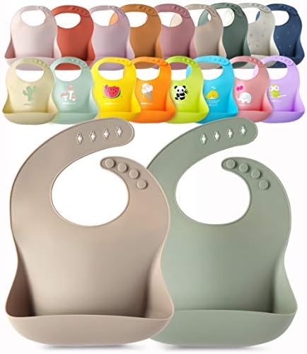 2-Pack Waterproof Silicone Baby Bib Lightweight Comfortable Easy-Wipe Clean by YMCF+Products