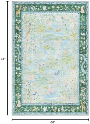 Washable Area Rug 5x7 Blue Animal Print Rugs - Image 2