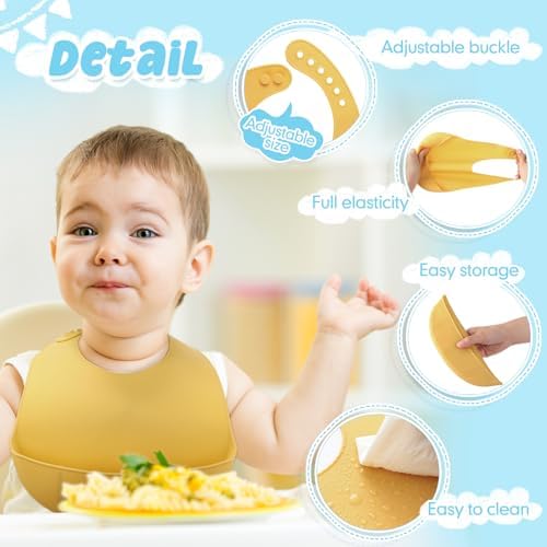 Mepase Silicone Bibs Waterproof Silicone Baby Bibs - Image 3