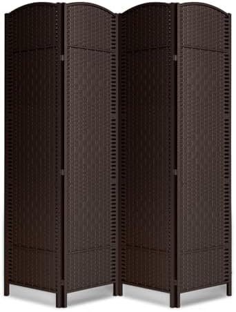 4 Panel Folding Room Divider, Woven Privacy Screen by cocosica
