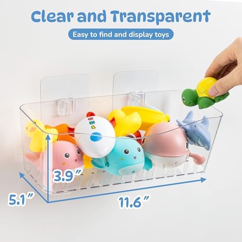 Imncya Bath Toy Storage Holder, 2 Pack Clear Bathtub Organizer - Image 2