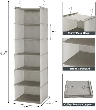 MAX Houser 6 Tier Shelf Hanging Closet Organizer - Image 3