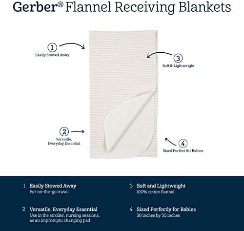 Gerber Unisex Baby 100% Cotton Flannel Receiving Blankets 30x30 Inches - Image 6
