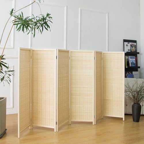 Furnnylane 6 Panel Short Room Divider Screen, Small Bamboo Panel Divider - Image 4