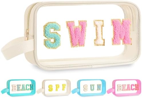 Kacctyen Swim Letter Clear Makeup Bags by Kacctyen