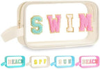 Kacctyen Swim Letter Clear Makeup Bags by Kacctyen