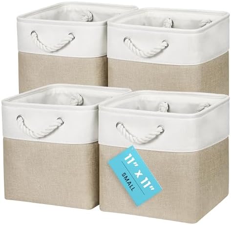 OrganiHaus 11x11 Cube Storage Bins, Rope Handles by OrganiHaus