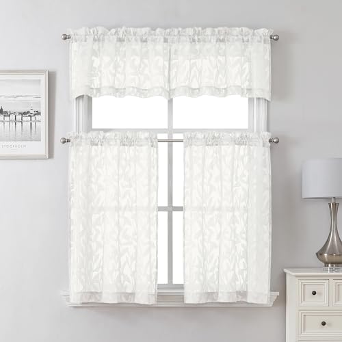 Lecloud Leia Ivory Sheer Curtains 54 Inch Length 2 Panels, Voile Light - Image 2