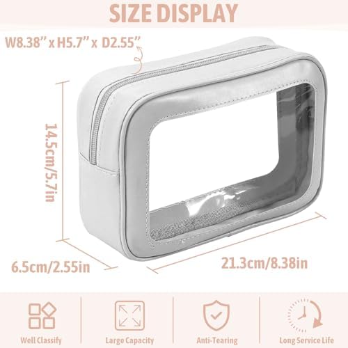 YOPCDJ 3PCS Clear Toiletry Bag, TSA Approved Travel Pouch - Image 3
