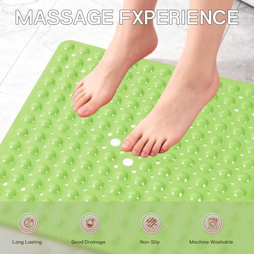 Anti-Slip Bathtub Shower Mat 21×21 Inch Opaque Pea Green - Image 4