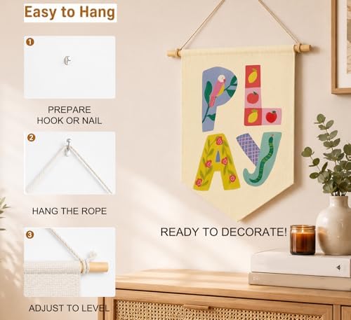 KDHTY Kids Playroom Canvas Hanging Pennant Flag Banner, Kids Room Decor - Image 6