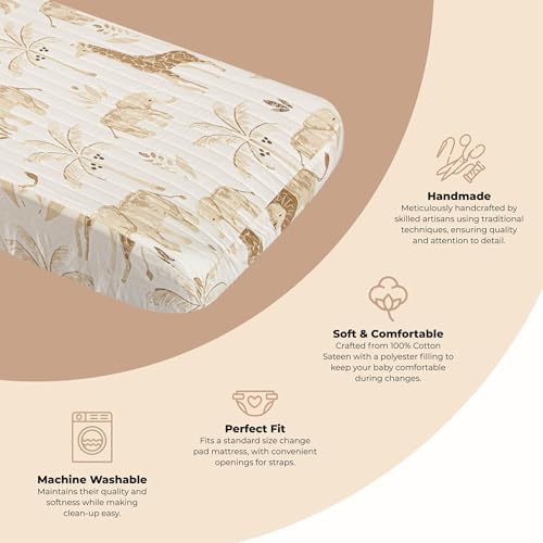 Crane Baby Jungle Theme Changing Pad Cover, 100% Cotton, Quilted Design - Image 2