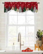 Red Merry Christmas Blackout Tie Up Valance Curtains - Image 2